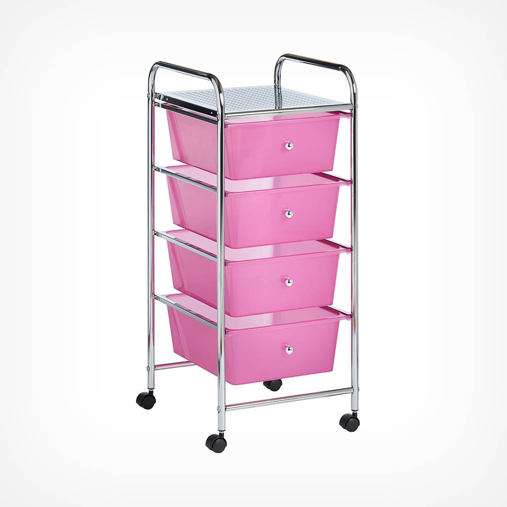 4 Drawer Trolley - Pink