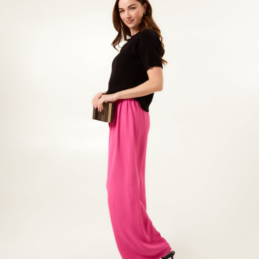 Drawstring Wide Leg Trousers - S/M / HOT PINK