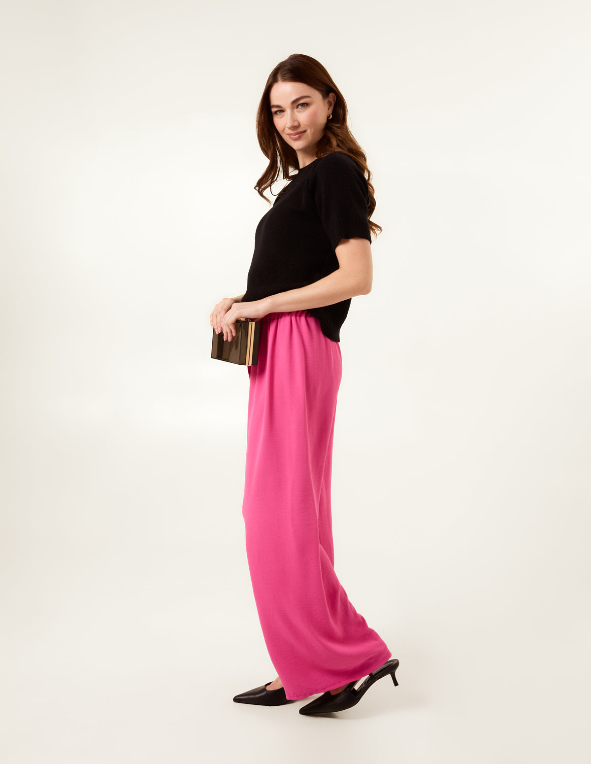 Drawstring Wide Leg Trousers - S/M / HOT PINK