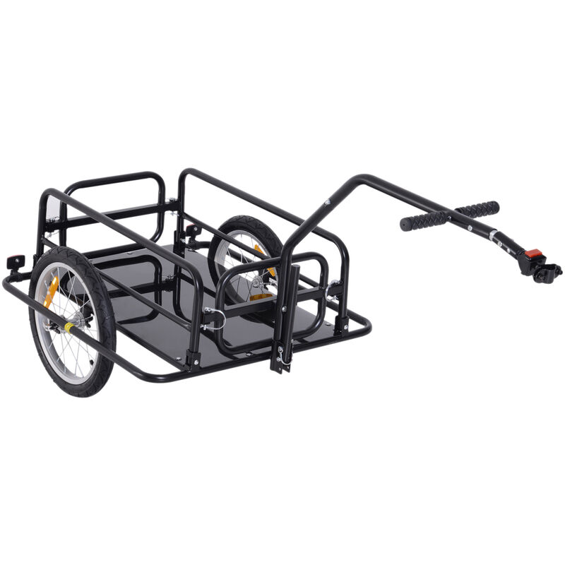 Homcom - Folding Bicycle Cargo Storage Cart and Luggage Trailer with Hitch