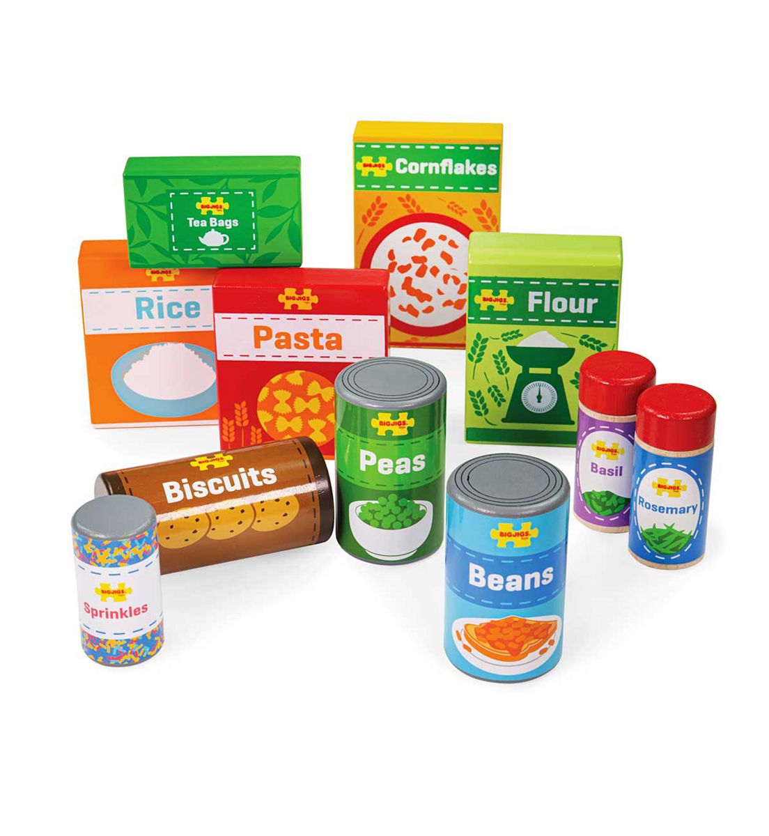 Bigjigs Toys Cupboard Groceries - 11 Pieces Of Play Food