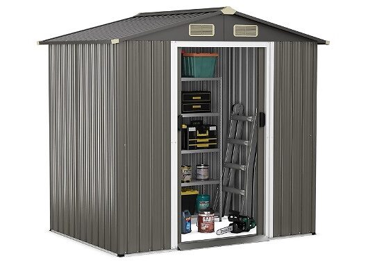 Costway 6x4 FT Galvanised Steel Storage Shed - with Lockable Sliding Door!