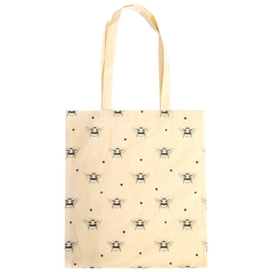 Jute Bee Shopping Bag - Cotton - Beige - Tote Bag - Reusable Bag - Bag For Life - Shopping Bag
