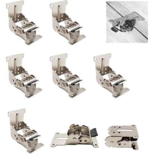 Memkey - 0-90-180 Degree Self-Locking Folding Hinge, Folding Table Extension Board, Foldable Bracket, Iron Folding Workbench Fittings with Silver,