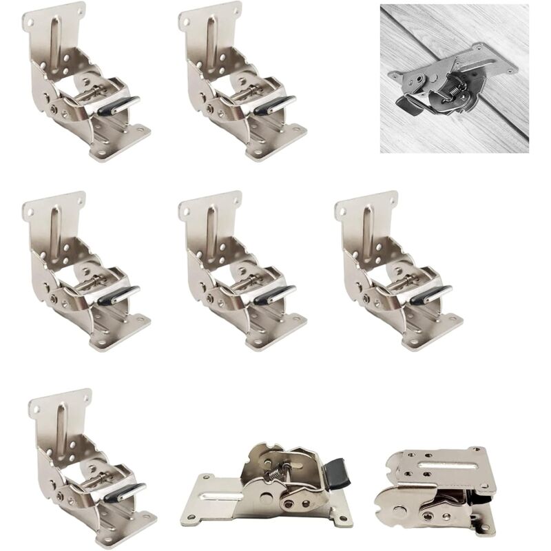 Memkey - 0-90-180 Degree Self-Locking Folding Hinge, Folding Table Extension Board, Foldable Bracket, Iron Folding Workbench Fittings with Silver,