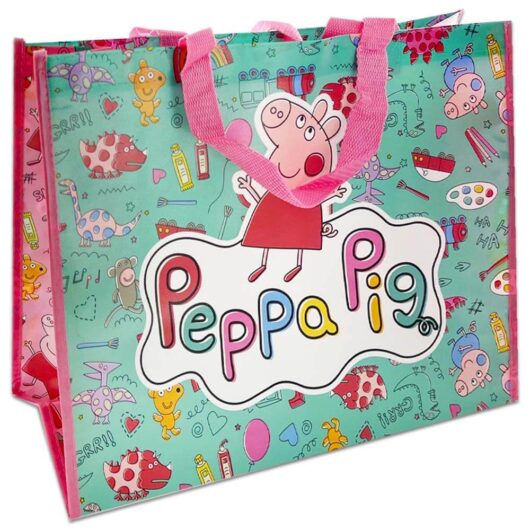 Peppa Pig Reusable Shopping Bag - Blue & Pink - Peppa Pig- Reusable Bag - Bag For Life - Shopping Bag - 44 x 34 x 14 cm