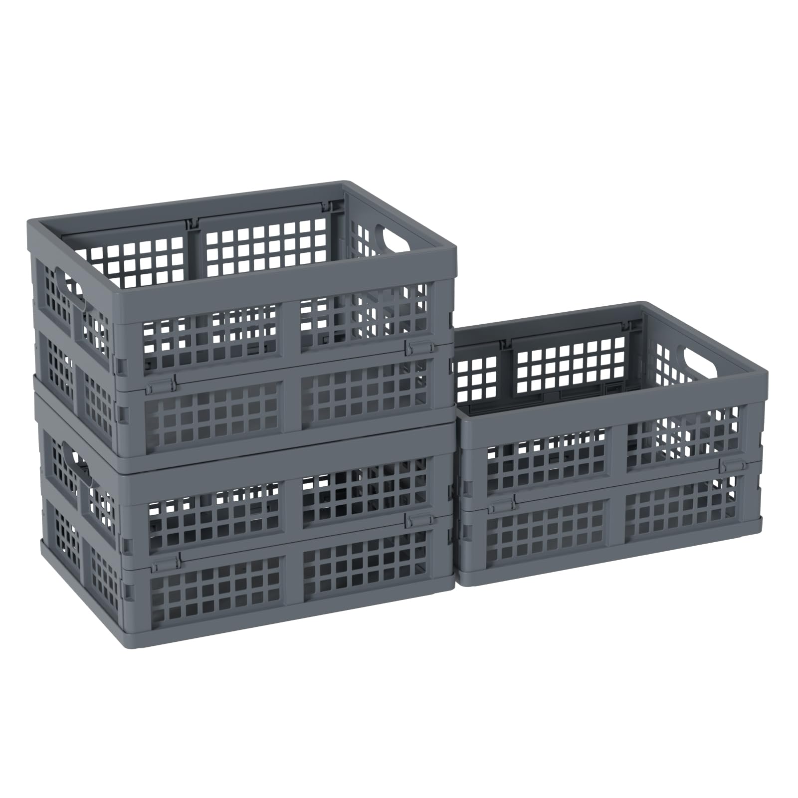 16L Folding Storage Crates 3 Pack - Deep Grey 3 Rose Pack