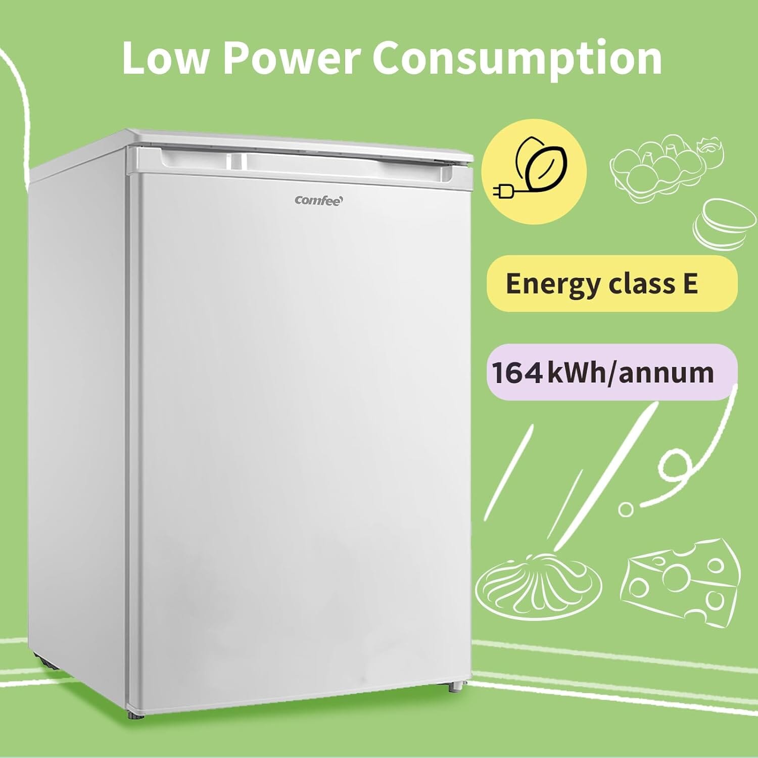COMFEE 88L White Under Counter Freezer with 3 Drawers