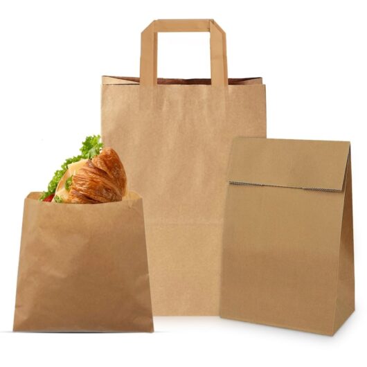 Takeaway Paper Food Bags *CHOOSE YOUR SIZE* | Brown 38x21x10cm 50